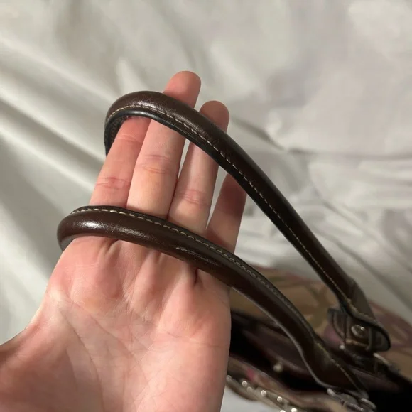 Vintage Rosetti Brown Hobo Shoulder Purse Abstract Print & Silver O-Ring Detail - Picture 10 of 14